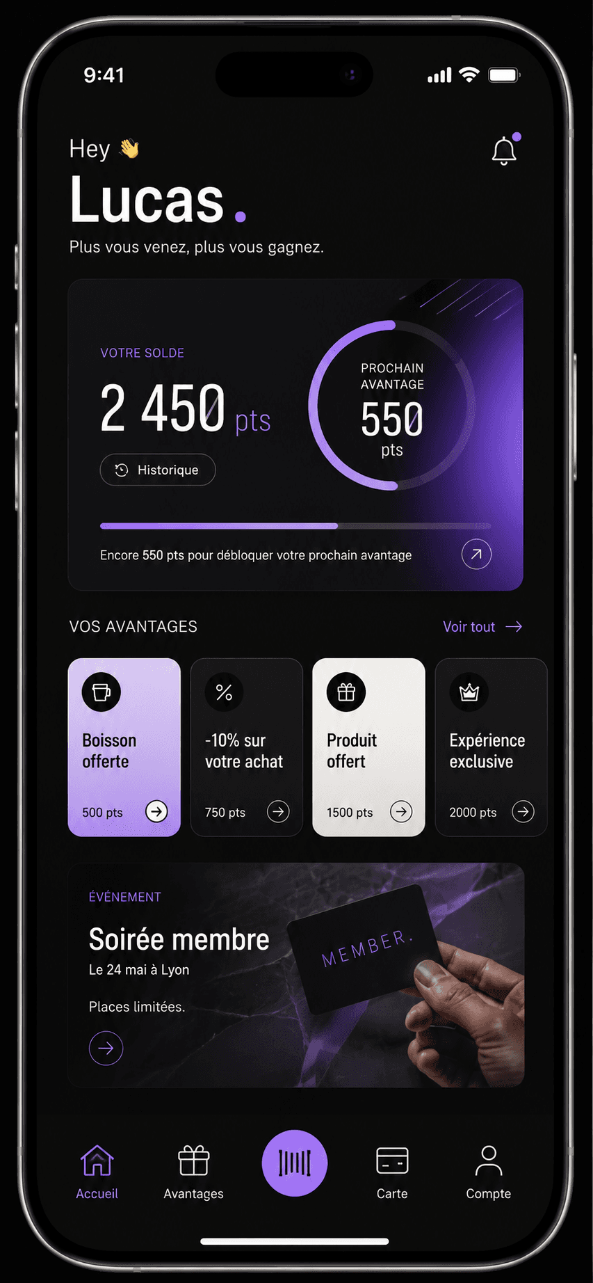Aperçu d'une application mobile réalisée par le studio